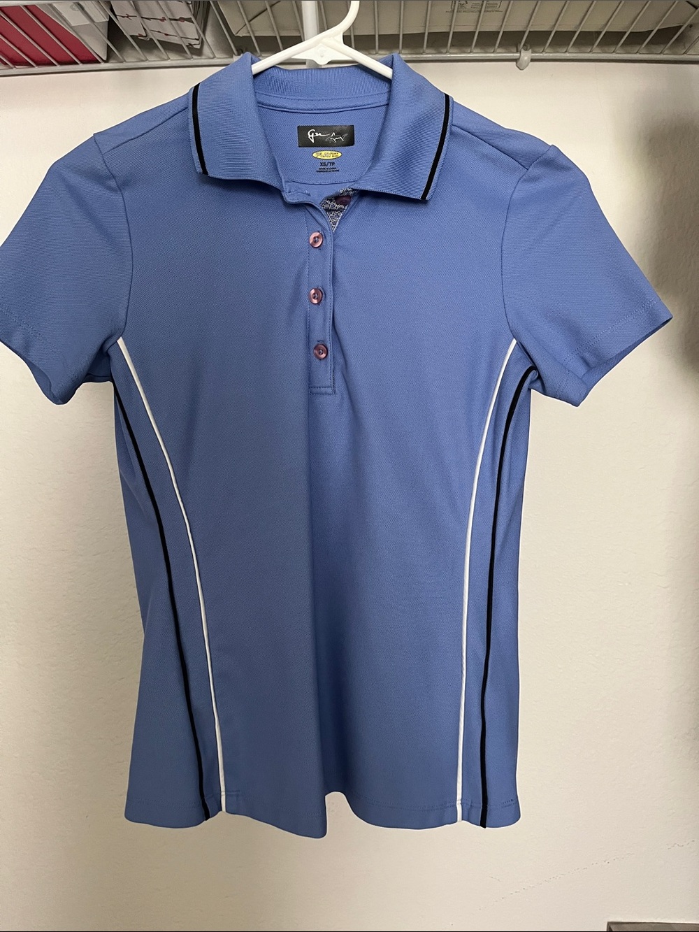 Greg Norman Collection Blue Polo Shirt with White Piping